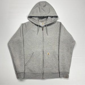 Y2K Carhartt Womens Full Zip Gray Logo Hoodie Sz S WK185-HGY